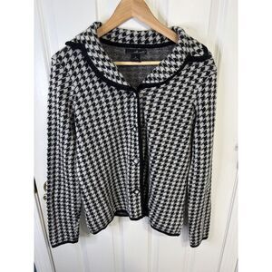 Willi Smith Wool Mohair Blend Houndstooth Cardigan Size Medium